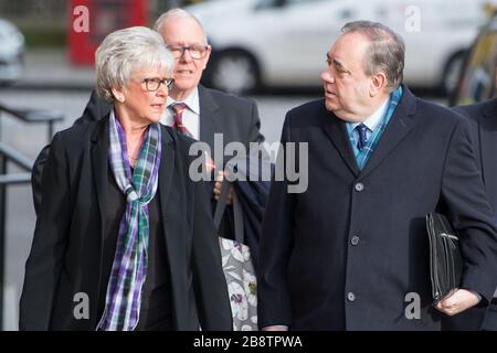 Edinburgh, Großbritannien. März 2020. Bild: Alex Salmond - ehemaliger erster Minister Schottlands und ehemaliger Führer der Scottish National Party (SNP). Alex Salmond wird am 11. Tag seines Prozesses vor dem hohen Gericht antreffen, wo die Jury voraussichtlich heute ein Urteil zurückbringen wird. Kredit: Colin Fisher/Alamy Live News Stockfoto