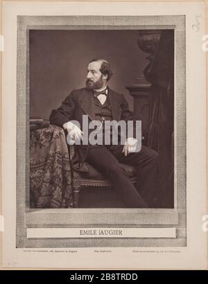 Zeitgenössische Galerie - Porträt von Emile Augier, Dramatiker (1820-1889) Galerie Contemporaine. Portrait d'Emile Augier (1820-1889), auteur dramatique. Photographie d'Adam Tony Samuel Salomons. Photoglyptie. 1860-1881. Paris, musée Carnavalet. Stockfoto