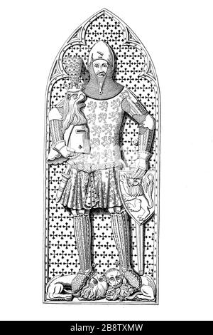 Günther XXI, Graf von Schwarzburg-Blankenburg, 1304 - 14. Juni 1349, war ein deutscher Adeliger, der sich 1349 gegen König (und späteren Kaiser) Karl IV. Des Hauses Luxemburg als Gegenkönig, Grablege im Dom zu Frankfurt/Günther XXI., Graf von Schwarzburg-Blankenburg, 1304 - 14. Eingesetzt hatte. Juni 1349, war ein deutscher Adliger, der sich im Jahr 1349 gegen König (und spalter Kaiser) Karl IV. Aus dem Haus Luxemburg als Gleichkönig aufstellte, Grabmal im Dom zu Frankfurt, historisch, digital verbesserte Wiedergabe eines Originals aus dem 19. Jahrhundert / Digitale Reproduktion einer Stockfoto