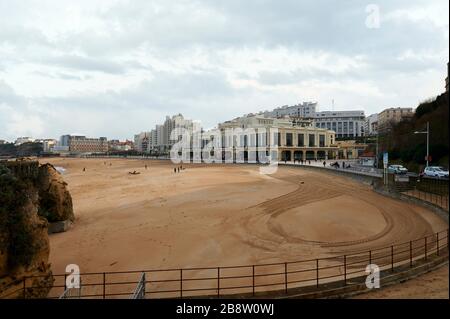 Der Strand Grande Plage mit dem Casino Municipal, Biarritz, Baskenland, Südfrankreich, Frankreich, Europa Stockfoto