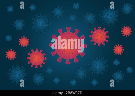 Coronavirus Pandemie und epidemischer Ausbruch. Vektor-Virus-Abbildung. Stock Vektor