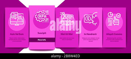Rpa Robotic Process Automation Onboarding Elements Icons Set Vector Stock Vektor