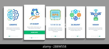 Rpa Robotic Process Automation Onboarding Elements Icons Set Vector Stock Vektor