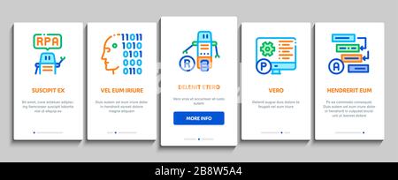 Rpa Robotic Process Automation Onboarding Elements Icons Set Vector Stock Vektor