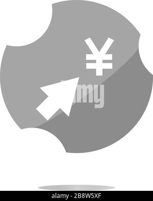 Yen Währung Symbol und Pfeil Web Button-Symbol Stockfoto