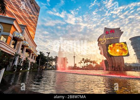 Brunnenschau in Wynn Macau, einem Luxushotel und Kasino. Macau, China. Stockfoto