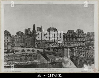 Rathaus unter Louis Philippe. Rathaus von Paris 'Hôtel de Ville sous Louis Philippe. Hôtel de Ville de Paris'. Photographie de Louis Armand Hippolyte Fizeau (1819-1896) d'après un daguerréotype de Noël Paymal Lerebours (1807-1873). Procédé photomécanique (estampe). Paris, musée Carnavalet. Stockfoto