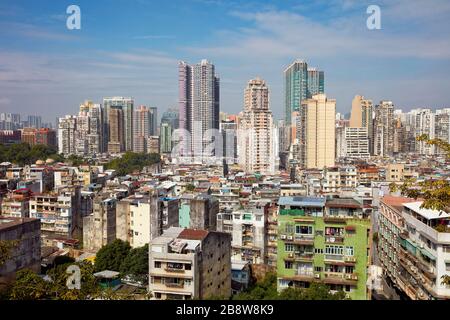 Blick auf die Stadt von der Festung Mount. Macau, China. Stockfoto