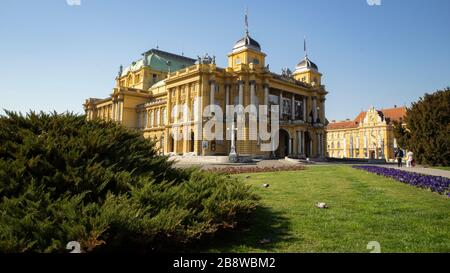 Leere Straßen in Zagreb während der Corona-Virusepidemie Stockfoto