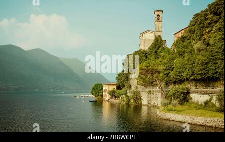 Landschaft des Luganer Sees in der Schweiz Stockfoto