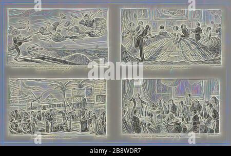 Was es endlich kommen muss, wenn sich die Damen so ausblasen wie sie es tun! Von George Cruikshanks Stahlradierungen bis zu den Comic Almanacks: 1835-185.3 (oben links), 1850, gedruckt c. George Cruikshank (Englisch, 1792-1878), herausgegeben von Pickering & Chatto (Englisch, 19. Jahrhundert), England, vier schwarze Stahlradierungen auf cremefarbenem Papier aus Indien, auf einer nicht weißen Karte (Chinesenkollé), 209 × 334 mm (Primärunterstützung), 344 × 506 mm (Sekundärunterstützung), neu von Gibon vorgestellt, Design mit warmem, fröhlichem Glanz von Helligkeit und Lichtstrahlen. Klassische Kunst mit moderner Note neu erfunden. Pho Stockfoto