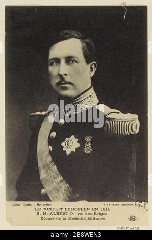 Der europäische Konflikt 1914 / S. Albert I., König der Belgier / mit der Militärmedaille ausgezeichnet. Stockfoto