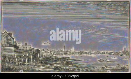 London von der Themse aus gesehen bei Milford Staris unterhalb von Arundel House, 1643/44, Wenceslaus Hollar, tschechisch, 1607-1677, Böhmen, Radierung auf elfenbeinfarbenem Laienpapier, 95 × 170 mm (Blatt, auf Grenzlinie geschnitten), von Gibon neu vorgestellt, Design von warmem, fröhlichem Leuchten von Helligkeit und Lichtstrahlen. Klassische Kunst mit moderner Note neu erfunden. Fotografie, inspiriert vom Futurismus, die dynamische Energie moderner Technologie, Bewegung, Geschwindigkeit und Kultur revolutionieren. Stockfoto
