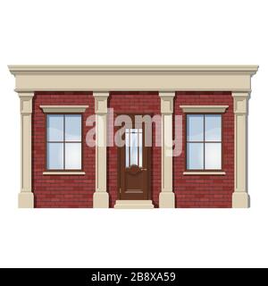 Alte Ziegelfassade mit Fenstern Stock Vektor