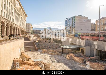 Sofia - 2. März 2020: Sofia Altes Serdica Archäologisches Komplex Stockfoto