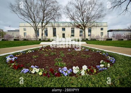 Landschaft der National Academy of Sciences in Washington DC über Constitution Ave Winter Time Stockfoto