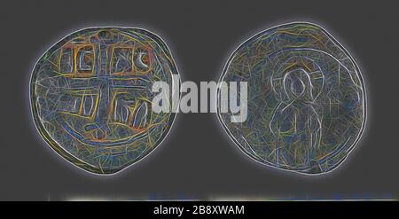 Anonymous Follis (Münze), zugeschrieben Theodora, AD 1055/1056, byzantinisches, byzantinisches Reich, Bronze, Diam. 3 cm, 8,22 g, von Gibon neu erdacht, Design von warmem, fröhlichem Leuchten von Helligkeit und Lichtstrahlen. Klassische Kunst mit moderner Note neu erfunden. Fotografie, inspiriert vom Futurismus, die dynamische Energie moderner Technologie, Bewegung, Geschwindigkeit und Kultur revolutionieren. Stockfoto