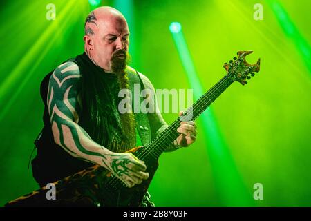 Kopenhagen, Dänemark. Juni 2017. Die amerikanische Thrash-Metal-Band Slayer führt ein Live-Konzert während des dänischen Musikfestivals Copenhell 2017 in Kopenhagen durch. Hier ist Gitarrist Kerry King live auf der Bühne zu sehen. (Foto: Gonzales Foto - Nikolaj Bransholm). Stockfoto