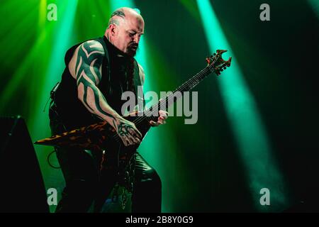 Kopenhagen, Dänemark. Juni 2017. Die amerikanische Thrash-Metal-Band Slayer führt ein Live-Konzert während des dänischen Musikfestivals Copenhell 2017 in Kopenhagen durch. Hier ist Gitarrist Kerry King live auf der Bühne zu sehen. (Foto: Gonzales Foto - Nikolaj Bransholm). Stockfoto