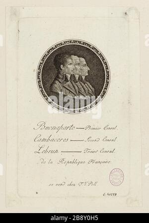 Bonaparte - erster Consul/Cambaceres - zweiter Consul/Lebrun - drei [IEM] e Consul/The French Republic Stockfoto