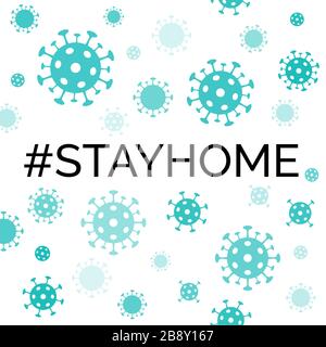 Bleiben Sie mit Hashtag zu Hause. Coronavirus Quarantäne-Vektor-Banner für soziale Medien Stock Vektor