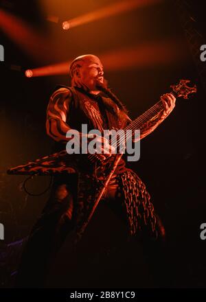 Kopenhagen, Dänemark. Juni 2017. Die amerikanische Thrash-Metal-Band Slayer führt ein Live-Konzert während des dänischen Musikfestivals Copenhell 2017 in Kopenhagen durch. Hier ist Gitarrist Kerry King live auf der Bühne zu sehen. (Foto: Gonzales Foto - Nikolaj Bransholm). Stockfoto