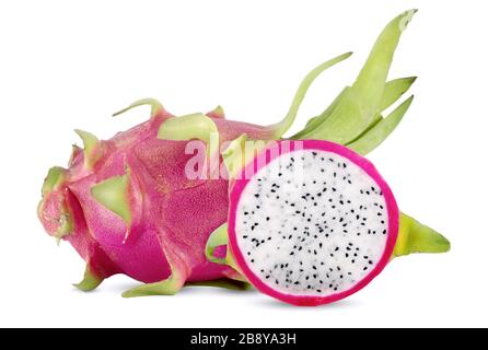 Pitaya oder Drachenfrucht isoliert auf weißem Hintergrund Stockfoto