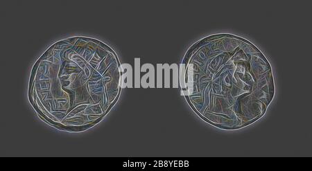 Tetradrachm (Münze) porträtiert Kaiser Nero, AD 54/68, Roman, geprägt in Alexandria, Ägypten, Ägypten, Billon, Diam. 2,5 cm, 13,05 g, von Gibon neu erdacht, Design von warmem, fröhlichem Leuchten von Helligkeit und Lichtstrahlen. Klassische Kunst mit moderner Note neu erfunden. Fotografie, inspiriert vom Futurismus, die dynamische Energie moderner Technologie, Bewegung, Geschwindigkeit und Kultur revolutionieren. Stockfoto