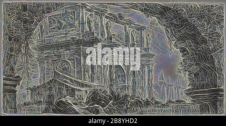 Konstantinsbogen in Rom, Platte 9 aus einigen Ansichten von Triumphbögen und anderen Denkmälern, 1748, Giovanni Battista Piranesi, Italienisch, 1720-1878, Italien, Radierung auf Elfenbein verlegtem Papier, 130 x 260 mm (Platte), 343 x 464 mm (Blatt), von Gibon neu vorgestellt, Design mit warmem, fröhlichem Glanz von Helligkeit und Lichtstrahlen. Klassische Kunst mit moderner Note neu erfunden. Fotografie, inspiriert vom Futurismus, die dynamische Energie moderner Technologie, Bewegung, Geschwindigkeit und Kultur revolutionieren. Stockfoto