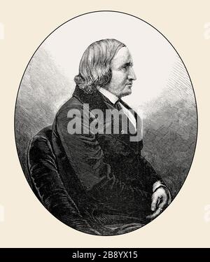 Porträt von Alfred Victor de Vigny, von der französischen Dichterin, Dramatikerin und Romanschriftstellerin, von den Jahren von 1790-1993 Stockfoto