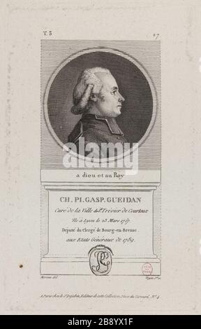 Charles Pierre Gaspard Gueidan, Pastor der Stadt Trévier Coutoux, Bourg en Bresse Geistliche Mitgliedstaaten 1789 Präsidenten. Francois Voyez (1746-1805). "Charles Pierre Gaspard Gueidan, curé de la Ville de Trévier de Coutoux, député du Clergé de Bourg en Bresse aux Etats Généraux de 1789". Physionotraces. Paris, musée Carnavalet. Stockfoto