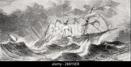 Great Republic, das größte Holzschiff, Cape Horn, 1857 Stockfoto