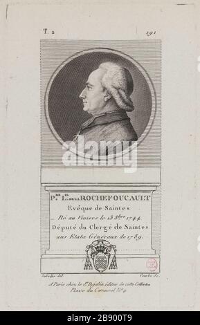 Pierre Louis de la Rochefoucauld, Bischof von Saintes, Klerus MP Saintes. Wilbrode-Magloire-Nicolas Courbe. "Pierre Louis de la Rochefoucault, évêque de Saintes, député du Clergé de Saintes". Physionotraces. Paris, musée Carnavalet. Stockfoto