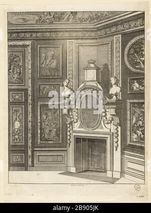 PROJEKTFEUER Daniel Marot le Vieux (vers 1663-1752). "Projet de cheminée". Burin. Paris, musée Carnavalet. Stockfoto