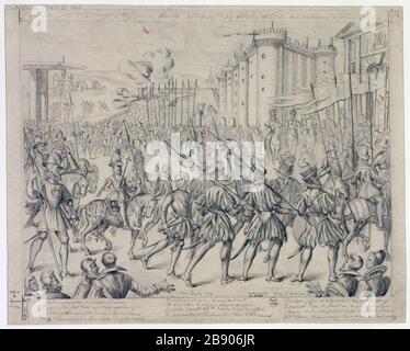 Der Eintritt von König Ludwig XIII. In Paris 30. Oktober 1610 Alfred Bönardot (1808-1884). L'entrée du roi Louis XIII à Paris le 30 octobre 1610. Mine de plomb sur Papier crème clair, 1801-1900. Paris, musée Carnavalet. Stockfoto