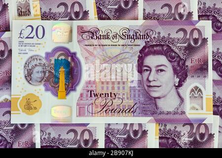 Großbritanniens neue £20-Banknoten Stockfoto