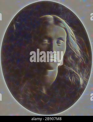 Julia Jackson, April 1867, Julia Margaret Cameron, Englisch, 18-1879, England, Albumen-Druck, 24,9 × 19,9 cm (Bild/Papier, Oval), 37,1 × 29,3 cm (Halterung), von Gibon neu vorgestellt, Design von warmfröhlichem Leuchten von Helligkeit und Lichtstrahlen. Klassische Kunst mit moderner Note neu erfunden. Fotografie, inspiriert vom Futurismus, die dynamische Energie moderner Technologie, Bewegung, Geschwindigkeit und Kultur revolutionieren. Stockfoto