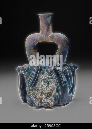 Stirrup-Spout-Schiff mit Feline und Cactus, 900/200 v. Chr., Chavín, Nordküste, Peru, Nordküste, Keramik, Appro×. 26,7 × 17,8 cm (10 1/2 × 7 in.), von Gibon neu vorgestellt, Design von warmfröhlichem Leuchten von Helligkeit und Lichtstrahlen. Klassische Kunst mit moderner Note neu erfunden. Fotografie, inspiriert vom Futurismus, die dynamische Energie moderner Technologie, Bewegung, Geschwindigkeit und Kultur revolutionieren. Stockfoto