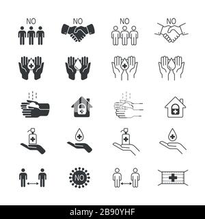 Kein Virensymbol festgelegt. Stoppen Sie Coronavirus. Pandemic Medical Concept. Heilmittel und Prävention. Vektorgrafiken. Stock Vektor