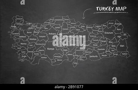 Türkei Karte, Design Karte Blackboard Chalkboard Vektor Stock Vektor