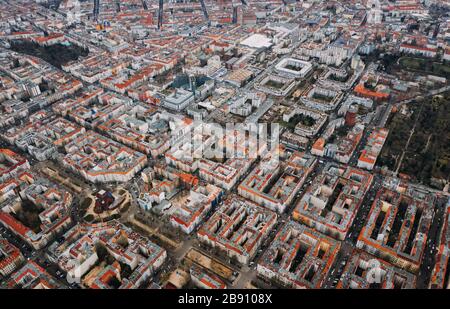 Luftbild der Häuser in der Großstadt Stockfoto