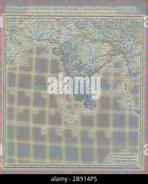 Karte, Carte Dune Partie des indes orientales, etats du Mogol les côtes de Malabar et de Coromandel &c, Copperplate Print, von Gibon neu vorgestellt, Design von warmem, fröhlichem Glanz von Helligkeit und Lichtstrahlen. Klassische Kunst mit moderner Note neu erfunden. Fotografie, inspiriert vom Futurismus, die dynamische Energie moderner Technologie, Bewegung, Geschwindigkeit und Kultur revolutionieren. Stockfoto