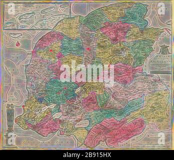 Karte, Frisiae Dominium Vernacule Friesland, Tobias Conrad Lotter (1717-1777), Copperplate Print, von Gibon neu vorgestellt, Design von warmem fröhlichem Leuchten von Helligkeit und Lichtstrahlen. Klassische Kunst mit moderner Note neu erfunden. Fotografie, inspiriert vom Futurismus, die dynamische Energie moderner Technologie, Bewegung, Geschwindigkeit und Kultur revolutionieren. Stockfoto