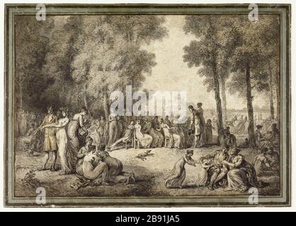 Walk Champs Elyees, 1800 Sébastien Louis Guillaume Norblin (1796-1880Er). Promenade des Champs-Elysées, 1800. Lavis. Paris, musée Carnavalet. Stockfoto