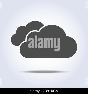 Zwei Wolken flaches, einfaches graues Symbol Stock Vektor