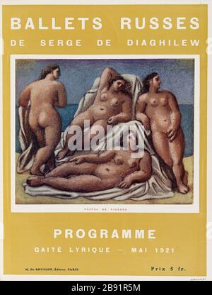 Russisch von Serge Diaghilev Ballets. Programm Gaite Lyrique im Mai 1921 (36 Seiten) Ballets Russes de Serge de Diaghilews. Programm de la Gaité Lyrique, Mai 1921 (36 Seiten). Ausgaben Maurice de Brunoff. Technik mixte. Paris, musée Carnavalet. Stockfoto