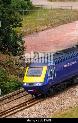 First Great Western Class 43 HST vom Langstone Rock in Dawlish Warren aus gesehen Stockfoto