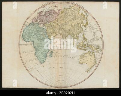 Östliche Hemisphäre. Europa Asien Afrika New Holland (Australien). KARTE VON FADEN 1802 Stockfoto