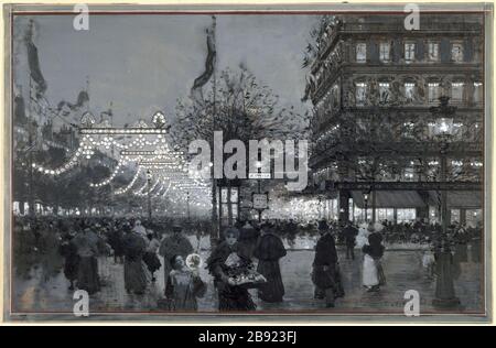 FRANCO-RUSSISCHES FESTIVAL IM JAHR 1896 - DIE GROSSEN BOULEVARDS LUIGI LOIR (1845-1916). "fêtes franco-russes en 1896 - Les Grands Boulevards". Gouache. Paris, musée Carnavalet. Stockfoto