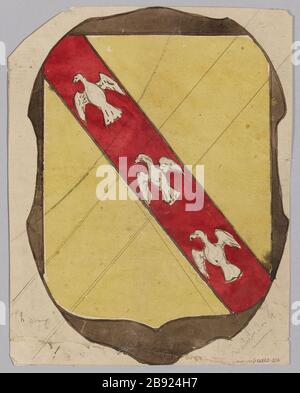 Studie für ein heraldisches Farbglasmotiv: Escutcheon. (Dummy-Titel) Stockfoto